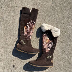 Insane Vintage Y2K Ed Hardy Studded Boots